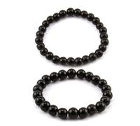 Kasoud Black Obsidian Bracelet, 2PCS Natural Healing Bracelets, 6mm & 8mm Crystal Bracelet