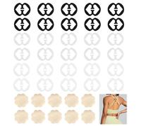 Kasoud Bra Strap Clips, 30PCS Racer Back Bra Clip with 10PCS Nipple Covers, Bra Clips for Racer Back, Clip on Bra Straps, Top Comfort Bra Strap Clip, Bra Strap Holder (Black Beige Clear)