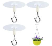 Kasoud Ceiling Hooks, Heavy Duty Ceiling Hook, Stick on Hooks No-Drill Ceiling Hanging Hooks for Hanging Plants, Bird Feeders, Lanterns, Wind Chimes, Planters, Outdoor DecorationHooks (3)
