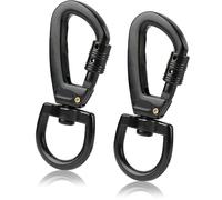 Kasoud Dog Lead Clips, 2PCS Swivel Snap Carabiner, 360° Rotatable Spinner, Metal Clips Heavy Duty, D Shaped for Rock Climbing Dog Leash (Black)