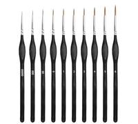 Kasoud Fine Tip Professional Miniature Painting Kit, 10 PCS Micro Detail Paint Brush Set with Triangular Handles for Acrylics, Oils, Watercolors & Paint by Number, Citadel, Figurine, 40k (5/0-6 Black)