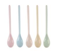 Kasoud Long Handled Teaspoons, 5PCS Plastic Dessert Spoons, Colorful for Sundae Dessert Jam Honey Spoons, Imitation Porcelain Tableware