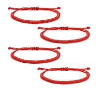 Kasoud Red String Buddhist Bracelet - Adjustable Handmade Lucky Woven Rope With Chinese Traditional Braided Design
