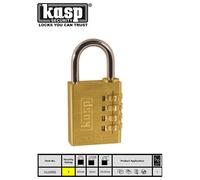 KASP 40mm BRASS COMBINATION Digit Number Security Padlock Luggage/Locker K11040D