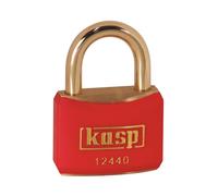 Kasp Brass Padlock - 40mm - Brass Shackle - Red