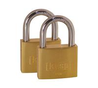 Kasp K12030D2 Brass Padlock 30 mm Twin Pack, keyed Alike, Gold