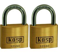 Kasp Premium Brass Padlock 50mm Twin Pack Padlock/Lock Door/Gate/Shed K12550D2