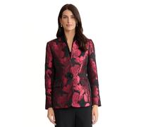 Kasper Women's Collarless Jacquard One Button Blazer, Fire Red/Black, 6 Petite