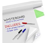 Kassa Large Whiteboard Wall Sticker Roll - 17.3" x 96” (8 Feet) - 3 Dry Erase Board Markers Included - Adhesive White Board Wallpaper for Fridge, Office & Kids Room - Peel and Stick Paper Decal