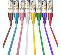 Kassa Liquid Chalk Markers (8 Pack) - Metallic Colours - Erasable Chalkboard Pens for Blackboard Glass Mirrors - Reversible Dual Tip