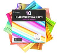 Kassa Permanent Holographic Vinyl Sheets (10 Pack, 12 x 12 Inch) - Color Changing Opal Self Adhesive Craft Vinyl Bundle - Includes Bonus Transfer Tape - Compatible With All Cutting Machines