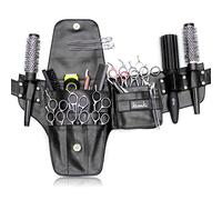 Kassaki Pro Hairdressing Bag Tool Belt Scissor Pouch in Black - Leather Look Toolbelt Holds 10 Scissors - Adjustable Waist Tool Pouch Belt for Stylists & Barbers