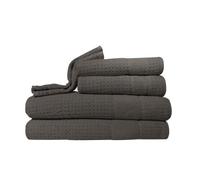 Kassatex Hammam Towel Set, Bath: 30x54, Hand: 18x28, Wash: 13x13, Set of 6, Charcoal