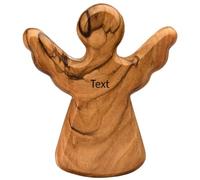 KASSIS Customized Olive Wood Guardian Angel Hand Comforter & Lucky Charm - Handcrafted Religious Angel Figurine from Bethlehem - Christian Keepsake & Gift for Baptism, Communion & Confirmation