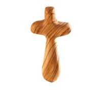 Kassis Geschenkartikel Olive Wood Worry Stone Cross 7cm - Handmade Cross from Bethlehem - Consolation and Spiritual Gift for Christian Occasions - 1 Piece