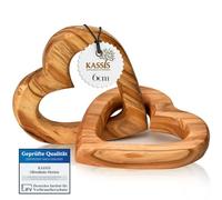 Kassis Gifts Connected Olive Wood Hearts 6 cm - Handmade Wedding Gift for Couples - Anniversary Keepsake for Valentine’s Day, Birthday or Engagement