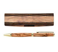 KASSIS Olive Wood Ballpoint Pen with Wooden Box - Stylish Handcrafted Writing Set for Desk, Office, School, Business