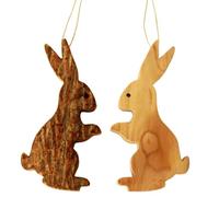 KASSIS Olive Wood Easter Bunny Pendant with Bark 9 cm - Made in Bethlehem