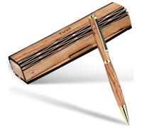 KASSIS Personalised Olive Wood Ballpoint Pen with Wooden Box - Stylish Engraved Handcrafted Writing Set for Desk, Office, School, Business