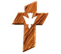 KASSIS Personalised Olive Wood Hanging Cross - Engraved Handmade Wall Cross from Bethlehem - Religious Gift, First Communion, Confirmation, Wedding (Holy Spirit without engraving)