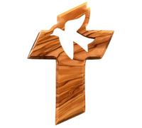 KASSIS Personalised Olive Wood Hanging Cross - Engraved Handmade Wall Cross from Bethlehem - Religious Gift, First Communion, Confirmation, Wedding (Dove of Peace without engraving)