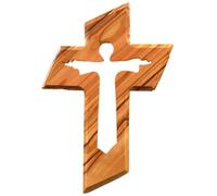 KASSIS Personalised Olive Wood Hanging Cross - Engraved Handmade Wall Cross from Bethlehem - Religious Gift, First Communion, Confirmation, Wedding (Jesus without engraving)