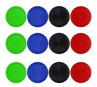 Kasteco 12 Pack 2.5 Inch Air Hockey Pucks for Small Size Table, 4 Colors, Red, Blue Green and Black