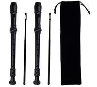 Kasteco 2 Pack Descant Soprano Recorders German Style 8 Hole with Cleaning Rod, Black Storage Bag (Black)