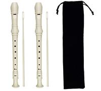 Kasteco 2 Pack Descant Soprano Recorders German Style 8 Hole with Cleaning Rod, Black Storage Bag (Ivory White)