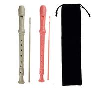 Kasteco 2 Pack Descant Soprano Recorders German Style 8 Hole with Cleaning Rod, Black Storage Bag (Ivory White and Pink)