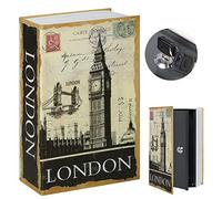 Kasten Book Safe with Key Lock, Diversion Secret Hidden Lock Box for Cash Jewelry, Fake Book Safe, 9.5"x 6.2"x 2.2", London