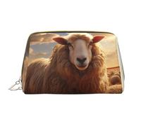 kastiong Portable Leather Makeup Bag for Women - Travel Cosmetic Organizer, Large Australian sheep Print Makeup Pouch, White, One Size, Art Deco, White, One Size, Art Deco