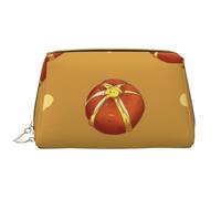 kastiong Portable Leather Makeup Bag for Women - Travel Cosmetic Organizer, Large Buttered Bread Print Makeup Pouch, White, One Size, Art Deco, White, One Size, Art Deco