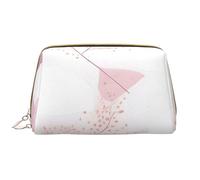 kastiong Portable Leather Makeup Bag for Women - Travel Cosmetic Organizer, Large Hand-painted floral line pattern Print Makeup Pouch, White, One Size, Art Deco, White, One Size, Art Deco