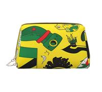 kastiong Portable Leather Makeup Bag for Women - Travel Cosmetic Organizer, Large Jamaican Elements Print Makeup Pouch, White, One Size, Art Deco, White, One Size, Art Deco