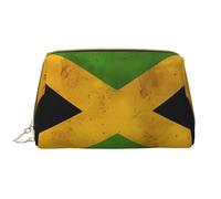 kastiong Portable Leather Makeup Bag for Women - Travel Cosmetic Organizer, Large Old Jamaican Flag Print Makeup Pouch, White, One Size, Art Deco, White, One Size, Art Deco
