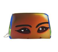 kastiong Portable Leather Makeup Bag for Women - Travel Cosmetic Organizer, Large Smiley Yellow Pear Print Makeup Pouch, White, One Size, Art Deco, White, One Size, Art Deco