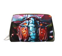 kastiong Portable Leather Makeup Bag for Women - Travel Cosmetic Organizer, Large Strange Insects Print Makeup Pouch, White, One Size, Art Deco, White, One Size, Art Deco