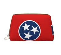 kastiong Portable Leather Makeup Bag for Women - Travel Cosmetic Organizer, Large Tennessee State Flag Print Makeup Pouch, White, One Size, Art Deco, White, One Size, Art Deco