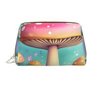 kastiong Portable Leather Makeup Bag for Women - Travel Cosmetic Organizer, Large Wonderful little mushrooms Print Makeup Pouch, White, One Size, Art Deco, White, One Size, Art Deco