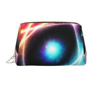 kastiong Portable Leather Makeup Bag for Women - Travel Cosmetic Organizer, Large Wonderful Universe Print Makeup Pouch, White, One Size, Art Deco, White, One Size, Art Deco