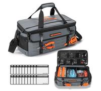 KastKing Bait Boss Multi-Function Soft Plastics Storage System, Grey | 80+ Soft Plastic Bait Storage, 20 Clear-View Pouches, Modular Storage With Removable Dividers, Non-Slip Bottom, Tough Fabric