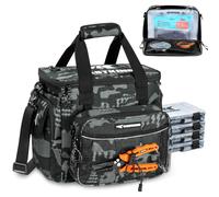KastKing BaitSpace Fishing Tackle Bag - Water-Resistant Tackle Storage With Utility Boxes, Soft Bait Binder, Adjustable Shoulder Strap, Durable Fishing Gear Tackle Storage