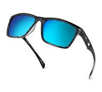 KastKing FlatRock Polarized Sport Sunglasses for Men and Women, Ideal for Driving Fishing Cycling Running, UV Protection, Frame: Gloss Tal Gray/Lens: Smoke - Blue Ocean Mirror, Standard