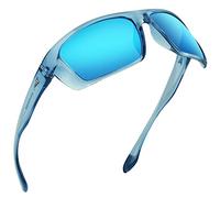 KastKing Huzzah Polarized Sport Sunglasses for Men and Women, Gloss Tal Light Blue Frame, Smoke - Ice Blue Mirror
