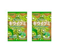 Kasugai Frutia Authentic Japanese Gummy Candy - Fruit & Soft Flavoured Gummies - Gluten Free - Individually Wrapped - Kids Favourite (Pack of 2, Kiwi Flavour 107g)