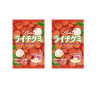 Kasugai Frutia Authentic Japanese Gummy Candy - Fruit & Soft Flavoured Gummies - Gluten Free - Individually Wrapped - Kids Favourite (Pack of 2, Lychee Flavour 102g)