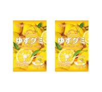 Kasugai Frutia Authentic Japanese Gummy Candy - Fruit & Soft Flavoured Gummies - Gluten Free - Individually Wrapped - Kids Favourite (Pack of 2, Yuzu Flavour 102g)