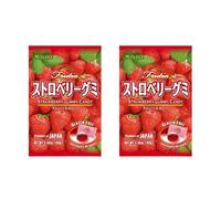Kasugai Frutia Authentic Japanese Gummy Candy - Fruit & Soft Flavoured Gummies - Gluten Free - Individually Wrapped - Kids Favourite (Pack of 2, Strawberry Flavour 102g)