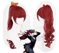 Kasumi Yoshizawa Cosplay Persona 5 Cosplay Women Long Curly Red Wig Cosplay Anime Cosplay Wig Heat Resistant Synthetic Wigs